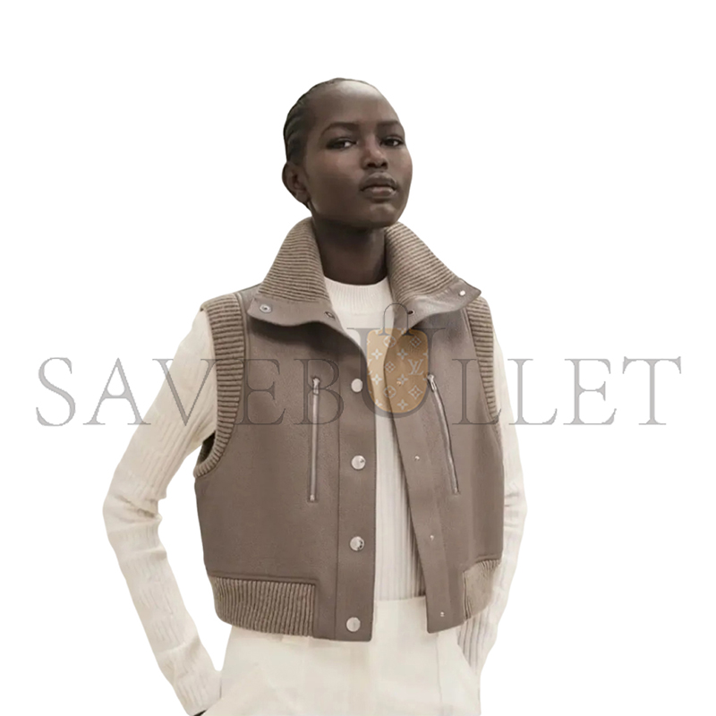 HERMES KHAKI LEATHER VEST 